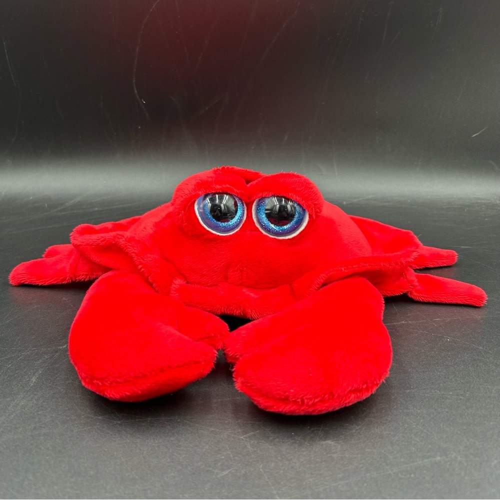 Cute Red Crab Plush Stuffed Animal 12” Wide Blue Glitter Eyes Soft Toy
